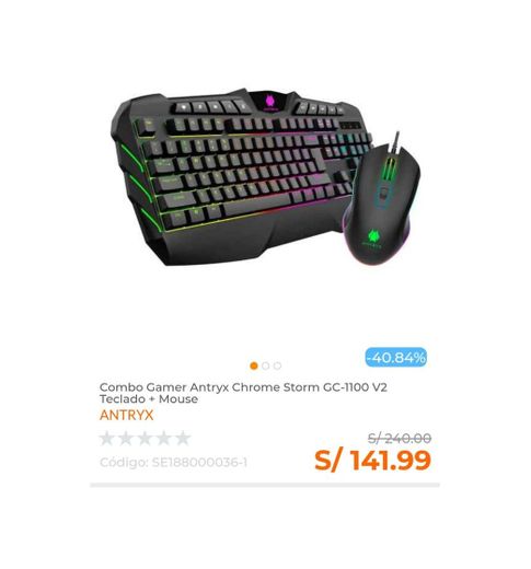 Combo Gamer Antryx Chrome Storm GC-1100 V2 Teclado