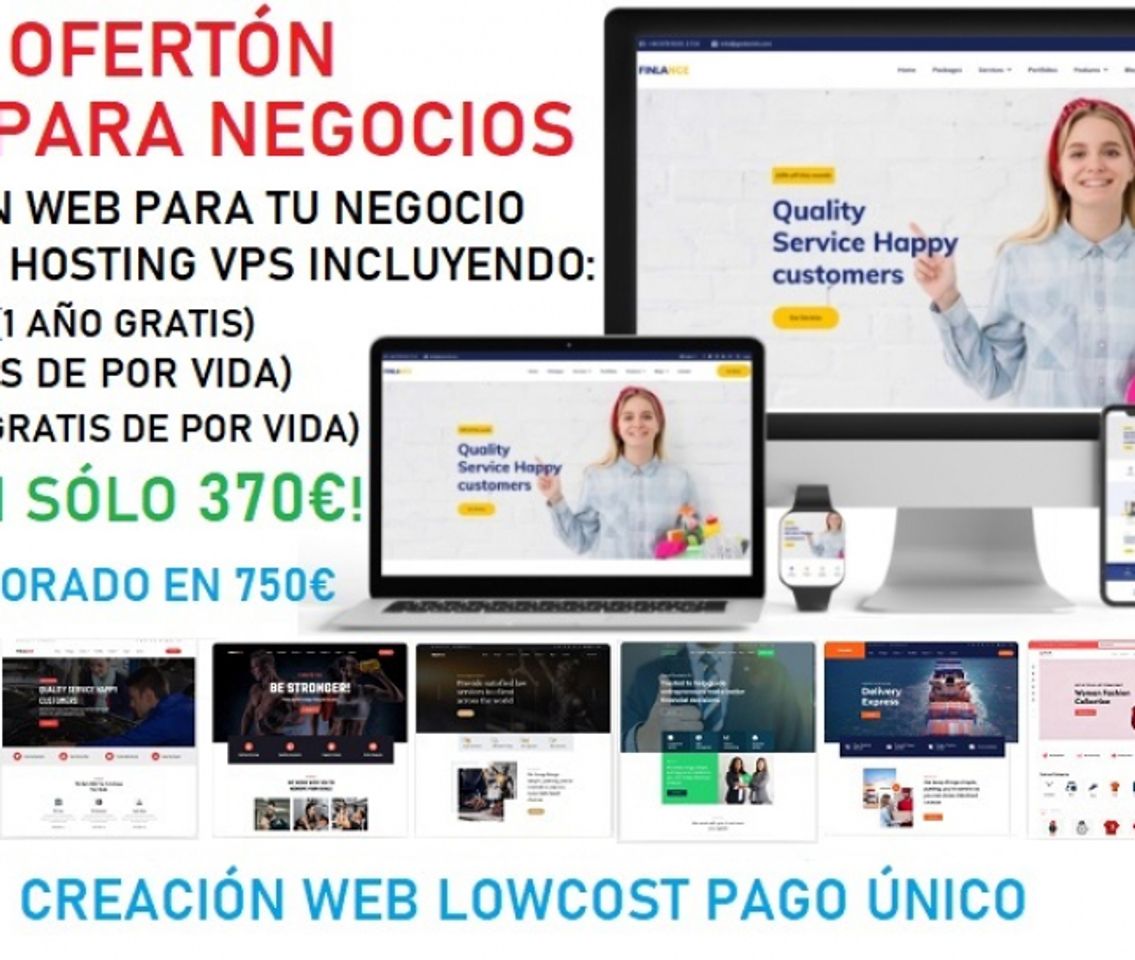 Fashion Web LowCost de Negocio. Con Hosting y Dominio + SSL Gratuitos.