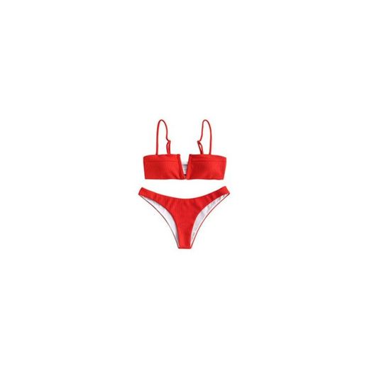 ZAFUL Set De Bikini con Relleno Lazada en Espalda Escote en V