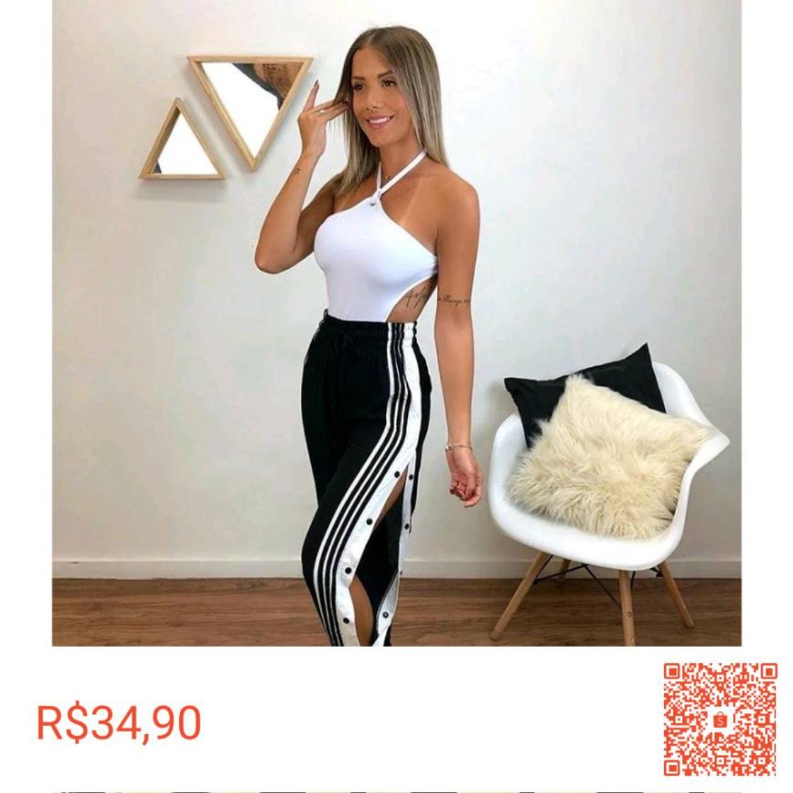 Moda Calça jogger com botões laterais