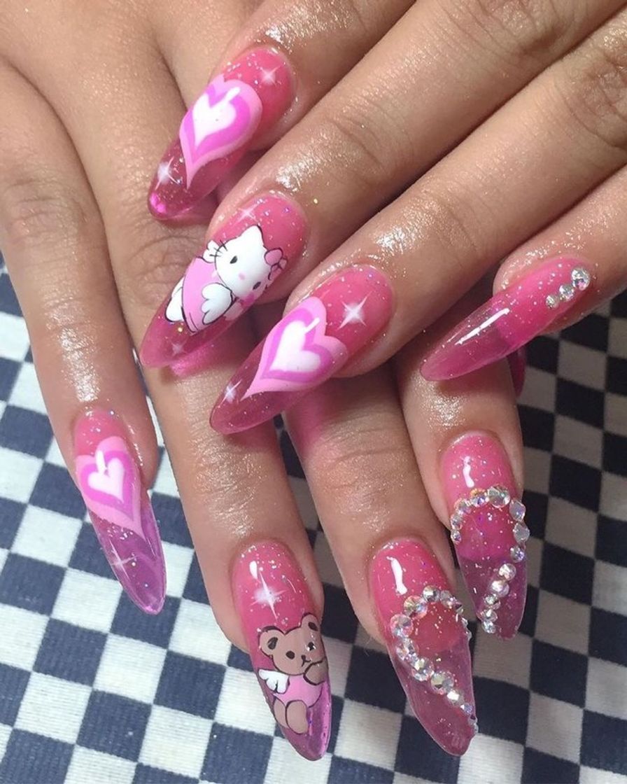 Moda Uñas Hello Kitty🤍