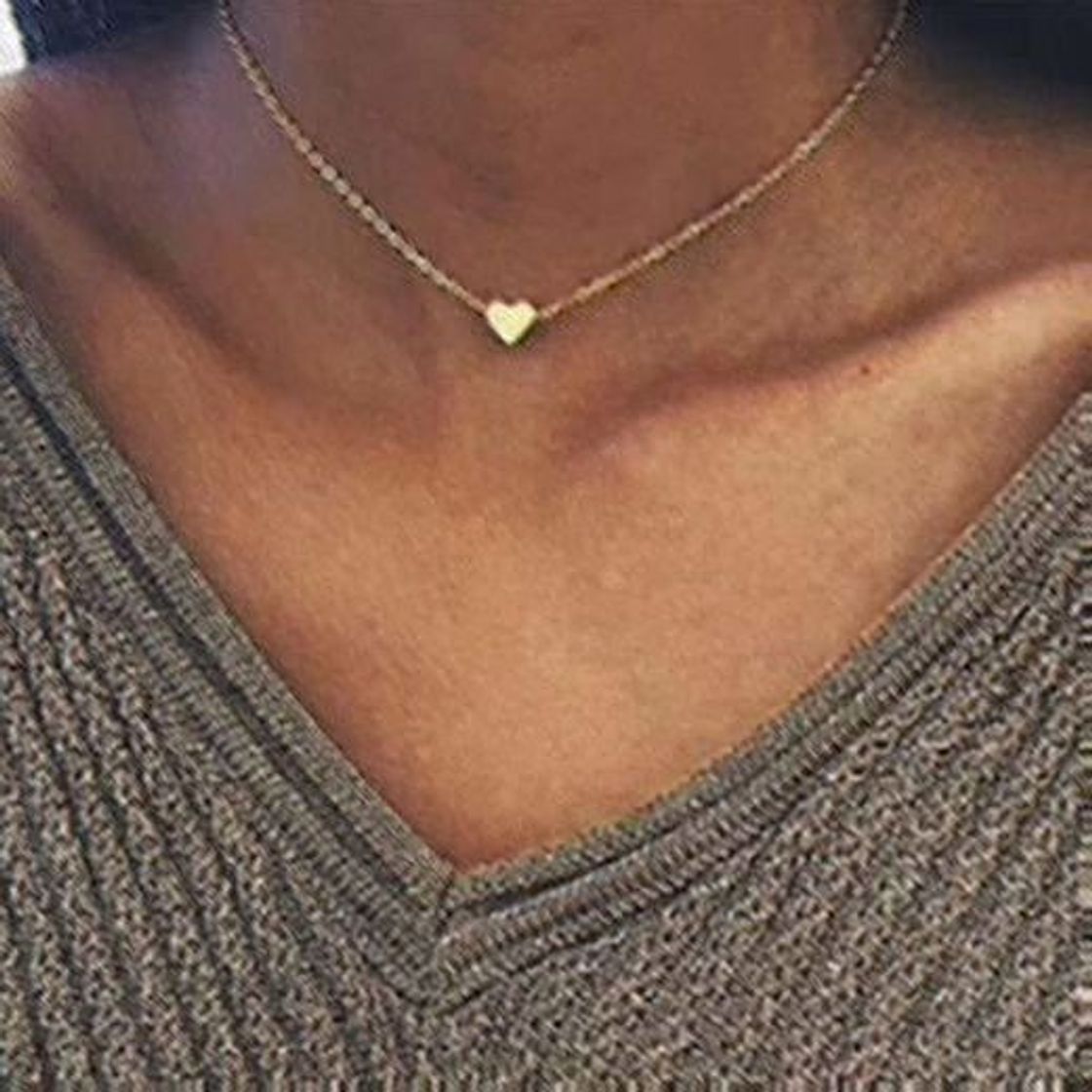 Social Snner Collar Plateado Chapado en Oro con corazón