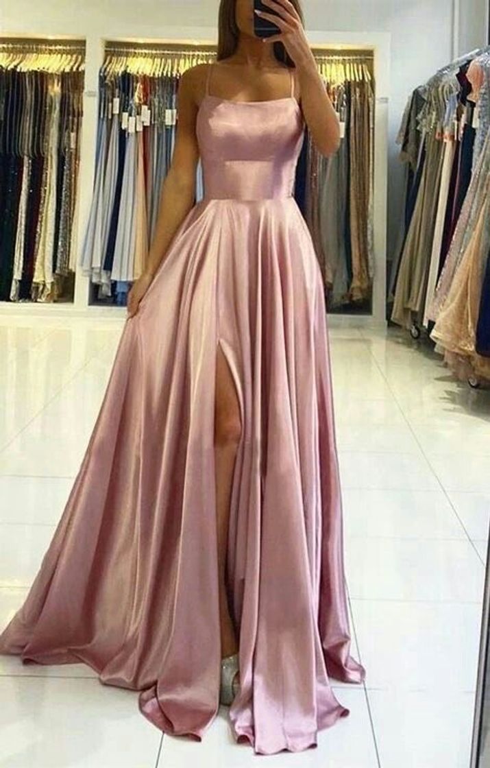 Fashion Vestido cetim rose 