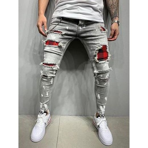 Jeans para Hombre Men's Ripped Jeans Vintage High Street Casual Denim Pants