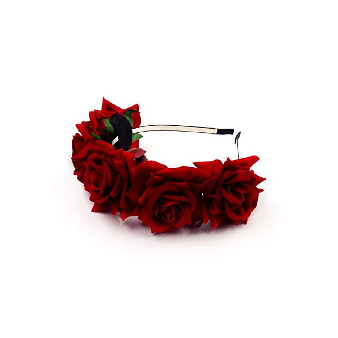 Social JZK® Rojo Corona Flores Diadema Tiara Guirnalda Flores Pelo Cabeza Hairband Guirnalda Headpiece para Boda Novia Dama Honor Flores Chica Prom cumpleaño Fiesta Party Viaje fotografía