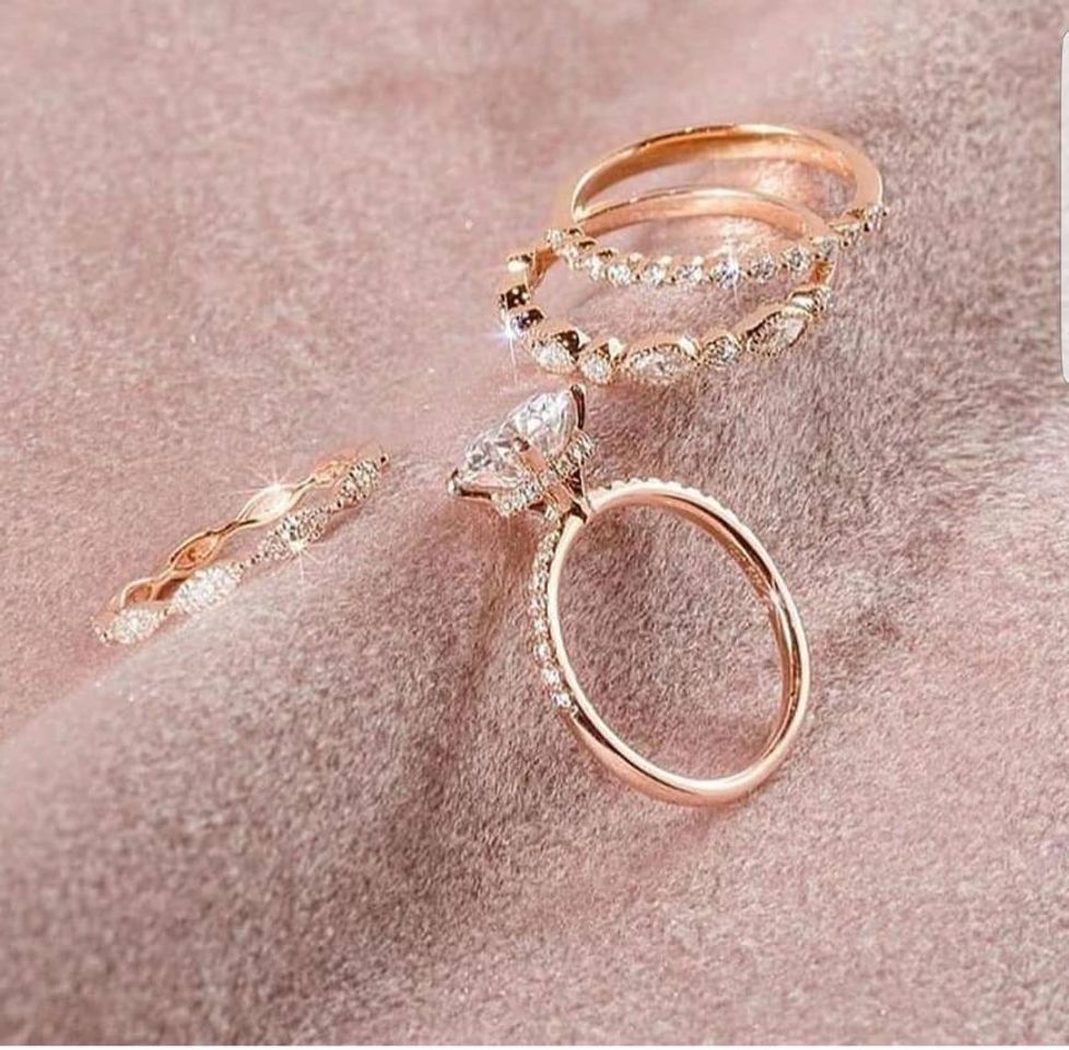 Social Anyeda Mujer Anillo de Compromiso 18K Gold Seis Garra Diamante Plata Anillo Oro 24K Tamaño 15