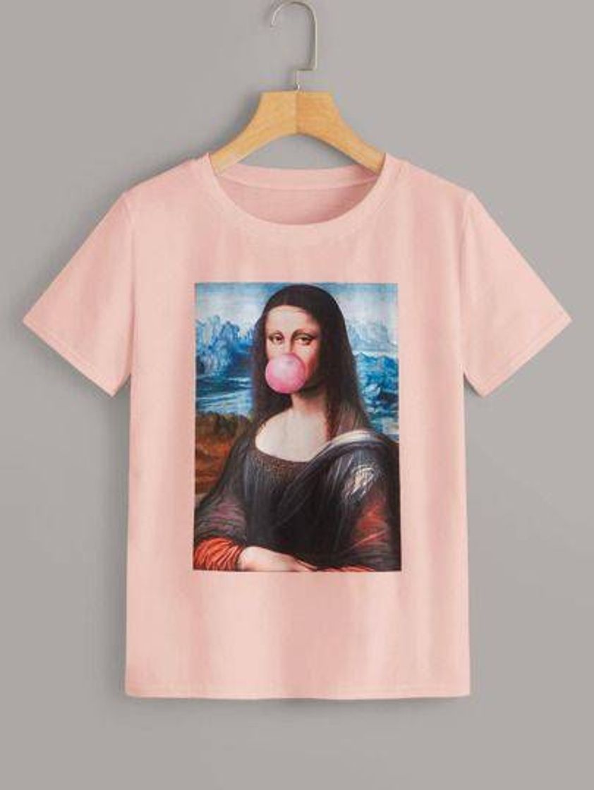 Fashion Camiseta estampa Monalisa 