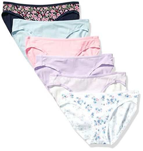 Amazon Essentials 6-Pack Cotton Bikini Underwear, Flores Silvestres