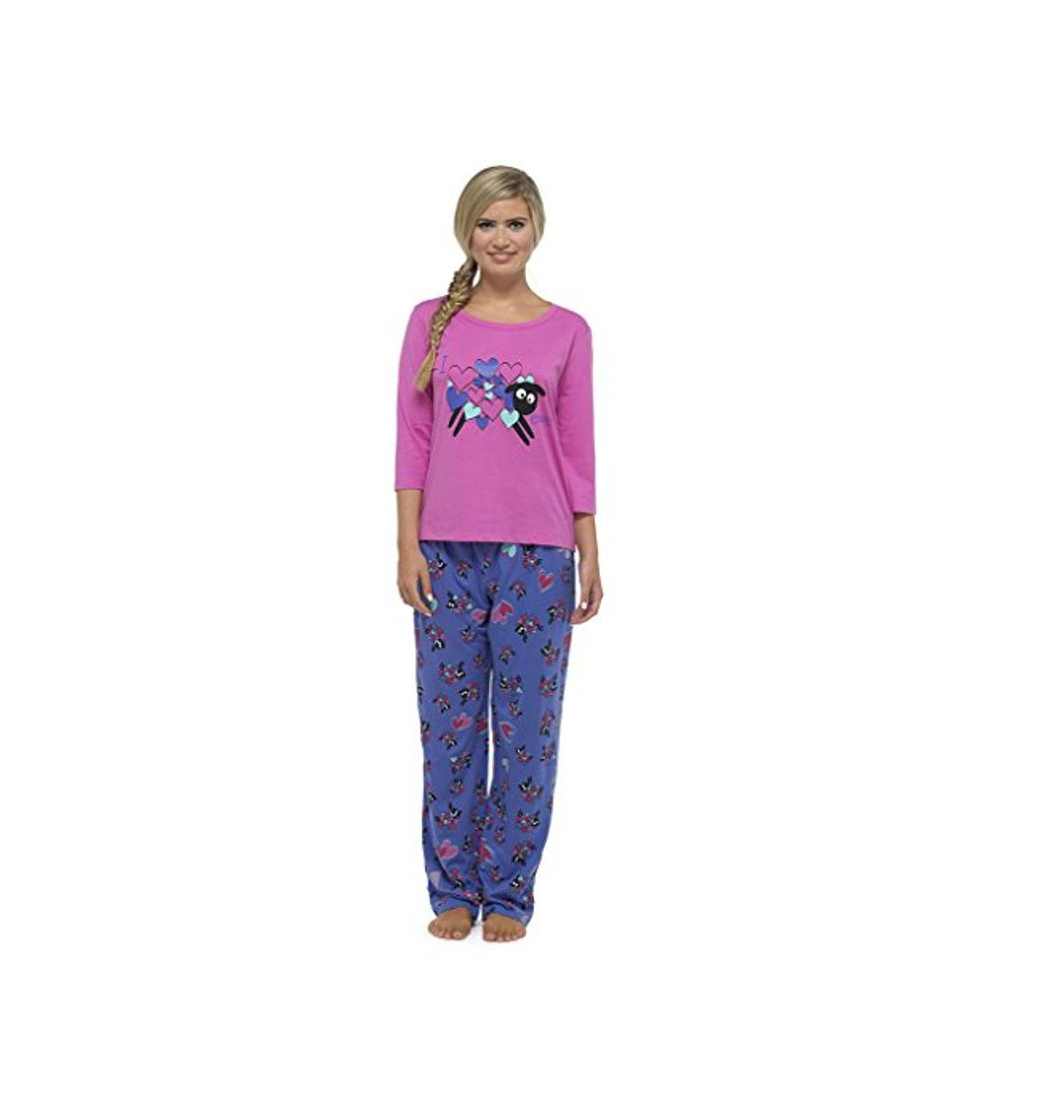 Fashion Conjunto de pijama de algodón con texto "I Love"Ewe" Multicolor multicolor S