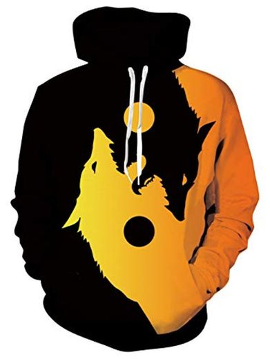 Rave on Friday Lobo Sudadera con Capucha Unisex 3D Impresion Wolf Hoodie