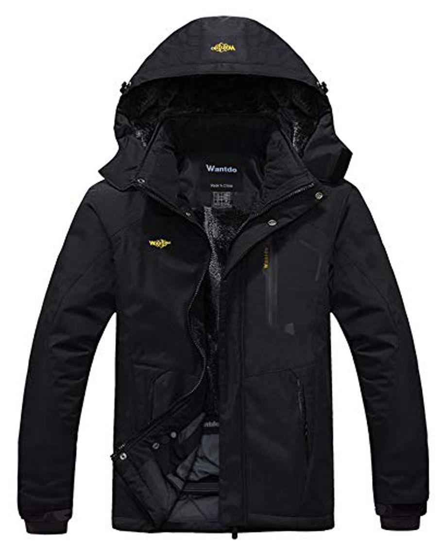 Moda Wantdo Chaqueta de Montaña Esquí Impermeable para Hombres Negro Small