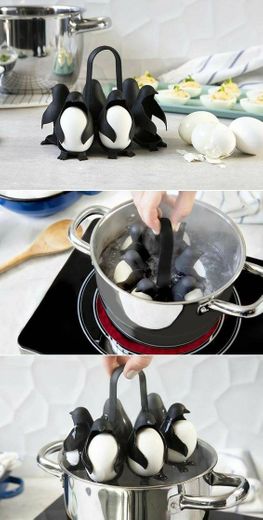 Cozinhando ovos com pinguim