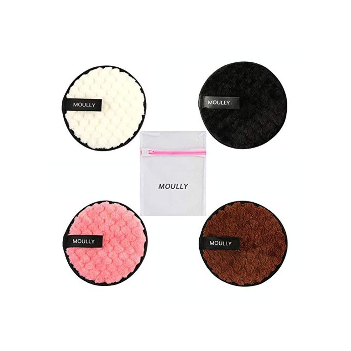 Social MOULLY 4Pcs Discos Desmaquillantes Reutilizables