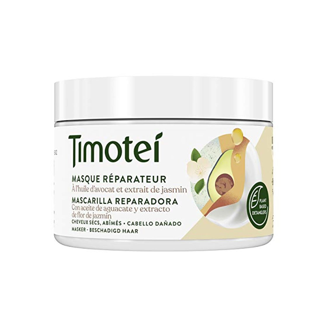 Productos Timotei Mascarilla reparadora para cabello dañado aceita de aguacate y extracto de jazmin sin siliconas 300 ml