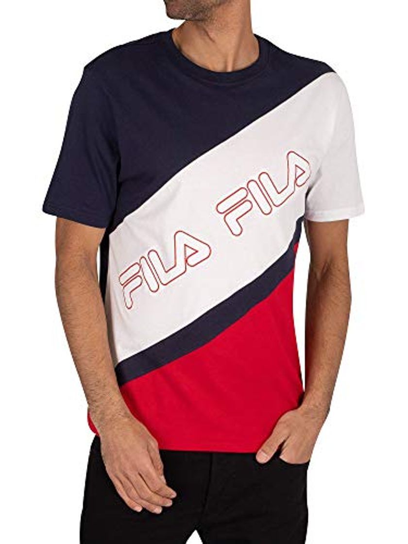 Moda Fila de los Hombres Fabrizio Camiseta de Corte y Costura a Rayas