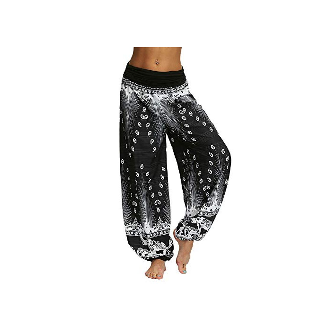 Producto Nuofengkudu Mujeres Hippies Pantalones Largos Cintura Alta Boho Flores Impreso Suelto Yoga