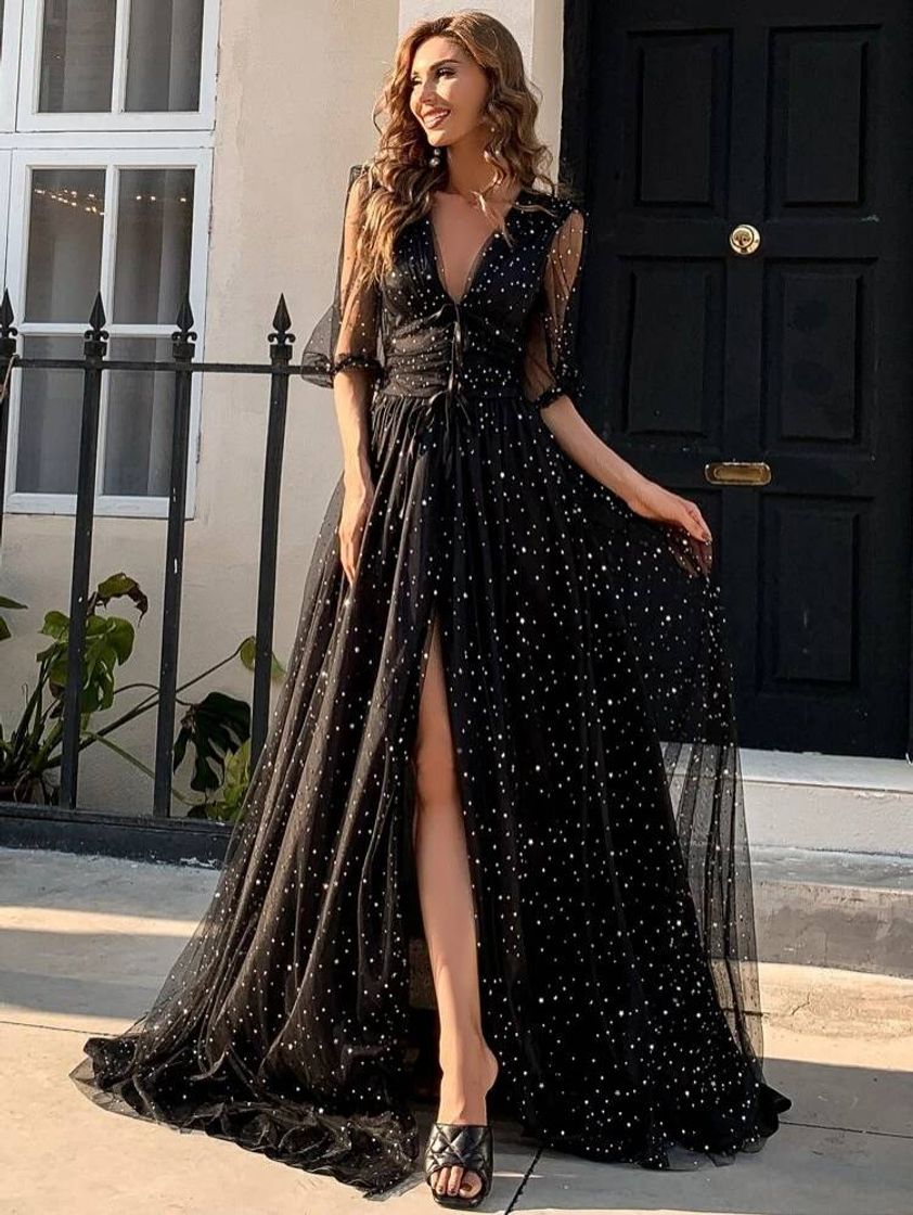 Moda Vestido compridão galáxia 🖤