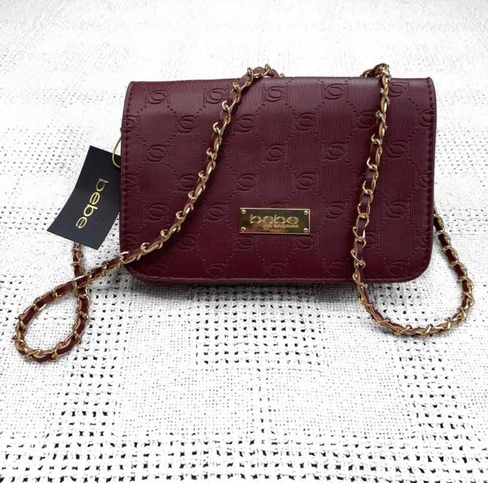 Maroon wine and gold Bebe crossbody purse bag