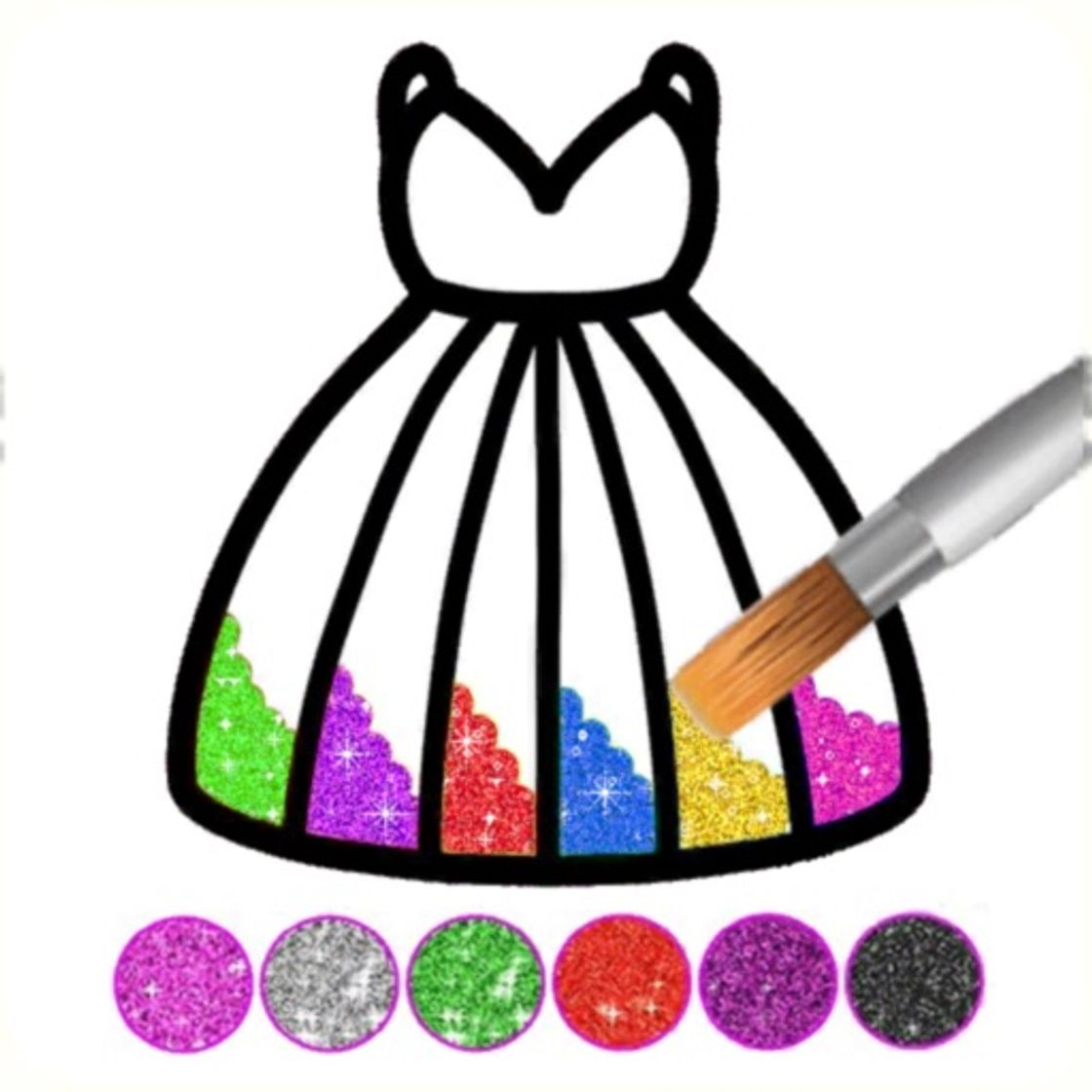 App Glitter Dress Coloring Game