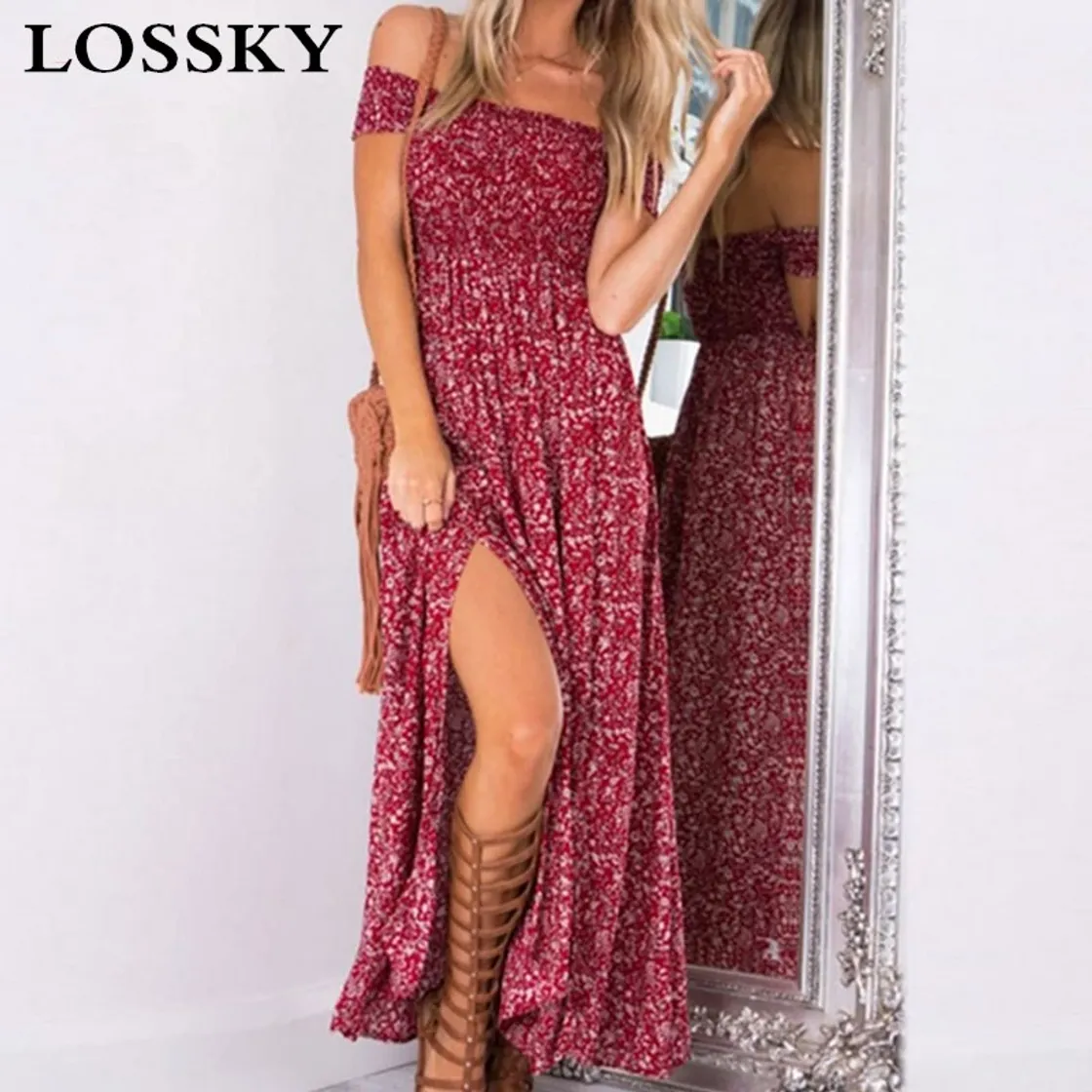 Social Vestidos Mujer Casual Playa Largos Boho Floral Maxi Vestido Bohemio Tirantes Playa