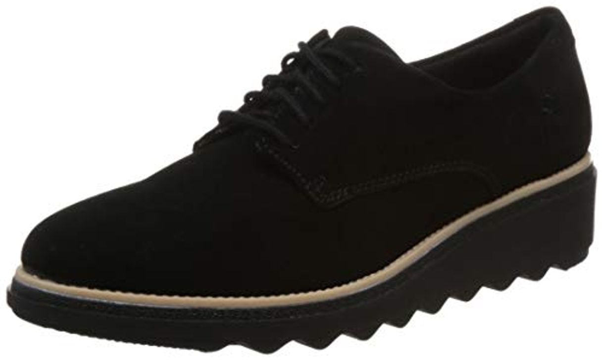 Social Clarks Sharon Noel, Zapatos de Cordones Derby Mujer, Negro