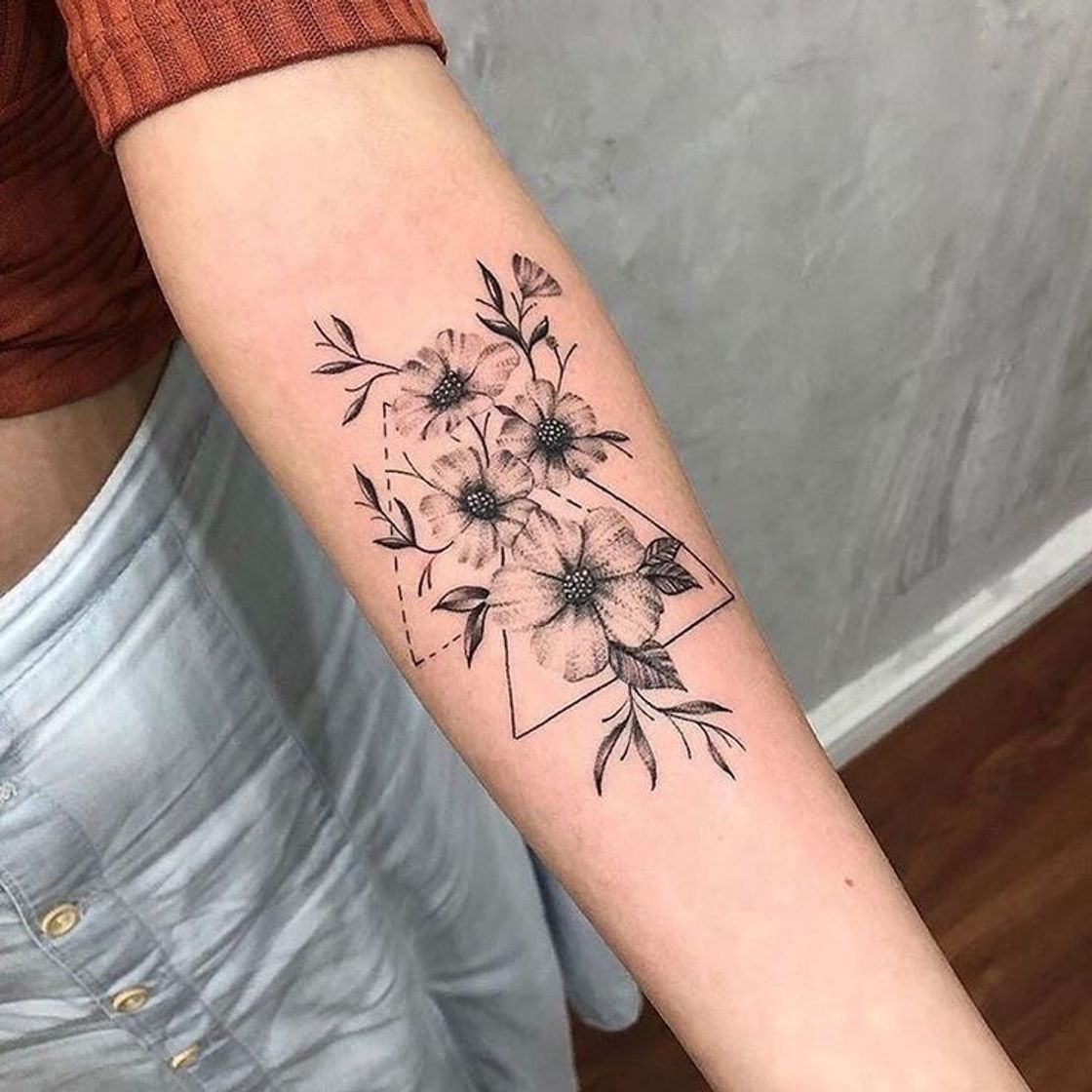 Fashion Tatuagem de flores