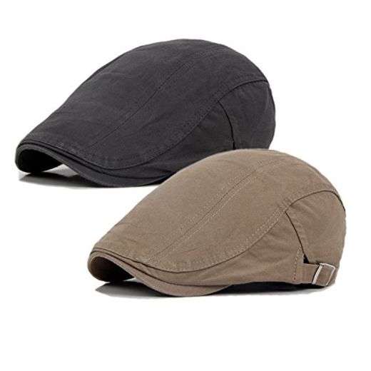 Decstore Paquete de 2 Hombres Beret de Algodón Plano Tapa Ivy Cabbie Newsboy Hat Otoño Verano Sombrero