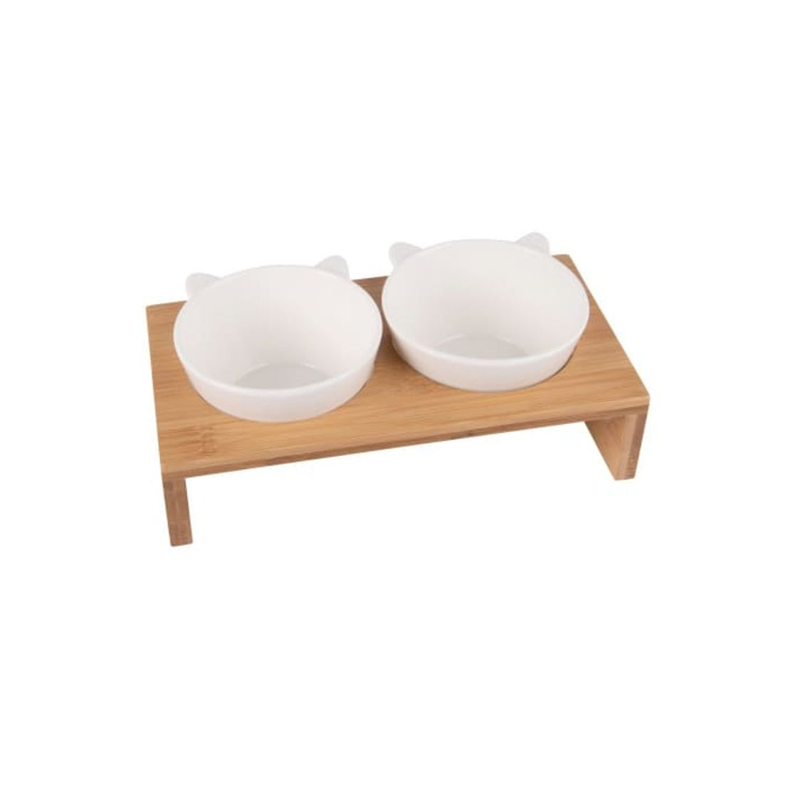 Social Comederos de porcelana con soporte de bambú MIAOU 
