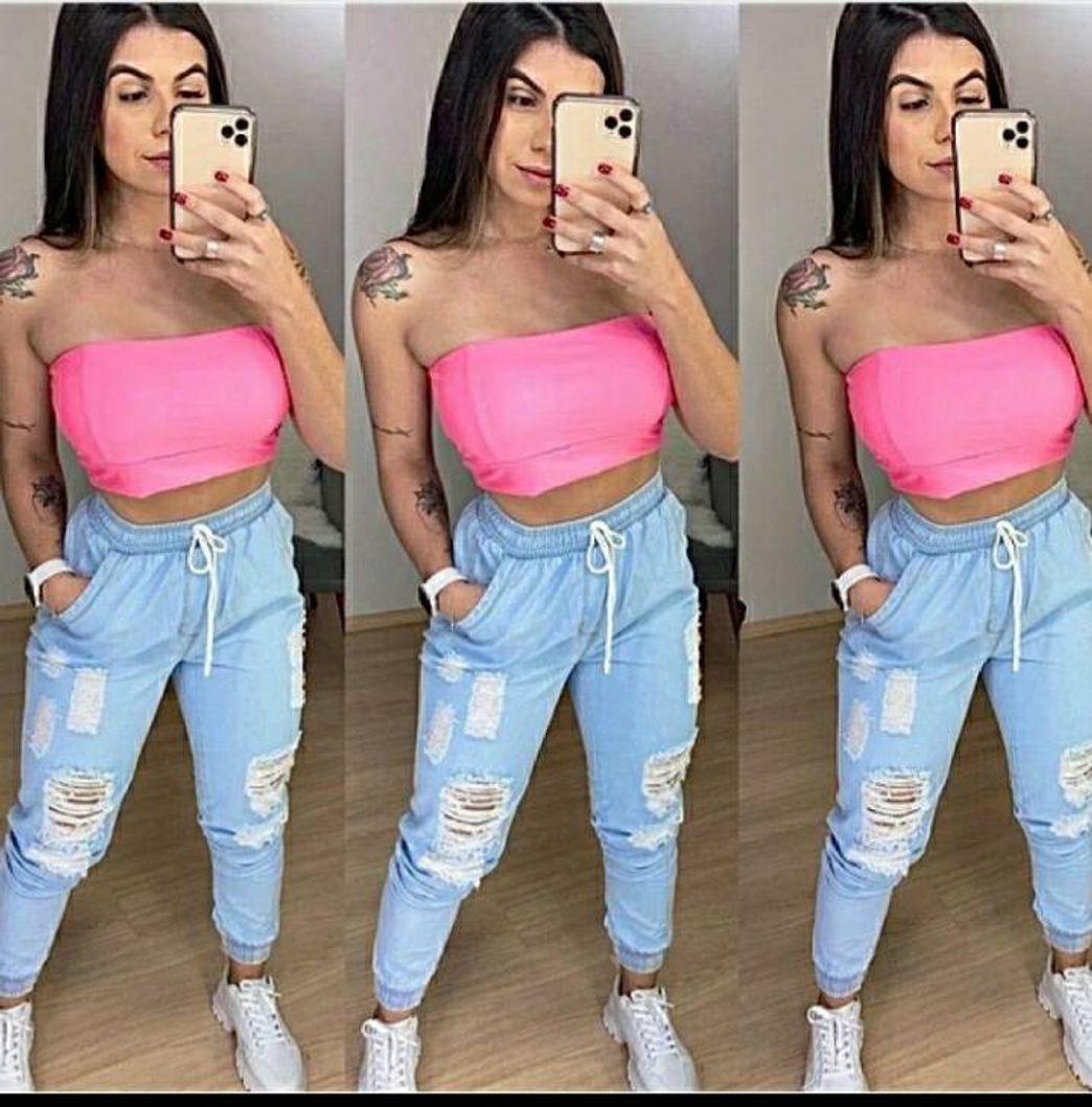 Social Calça Feminina Jogger Jeans Rasgos Rasgada Cintura Alta Blog