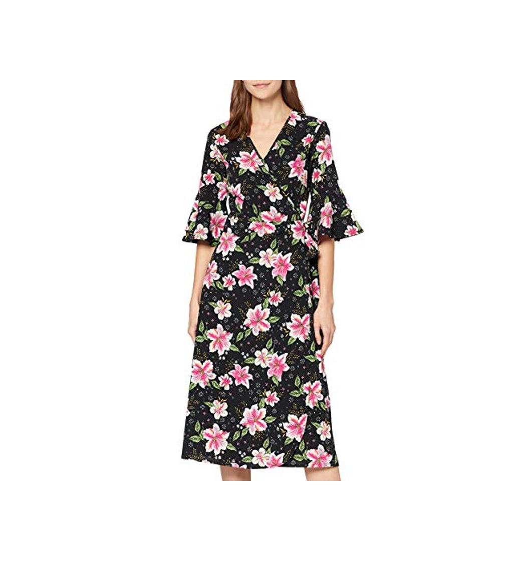 Moda Marca Amazon - find. Vestido Cruzado de Flores Mujer, Multicolor