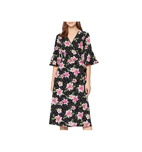 Marca Amazon - find. Vestido Cruzado de Flores Mujer, Multicolor