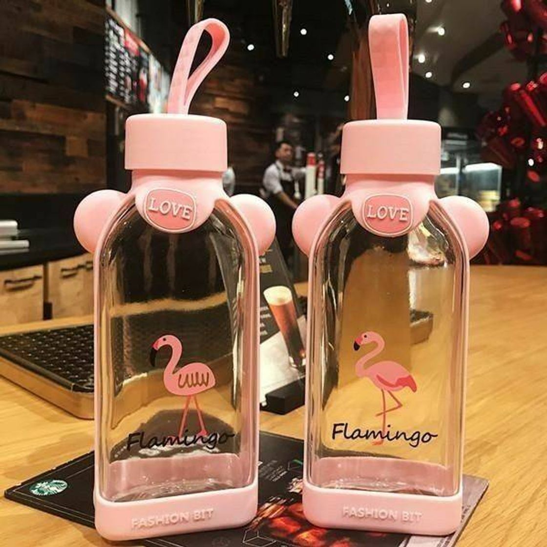 Products Garrafa de vidro flamingo