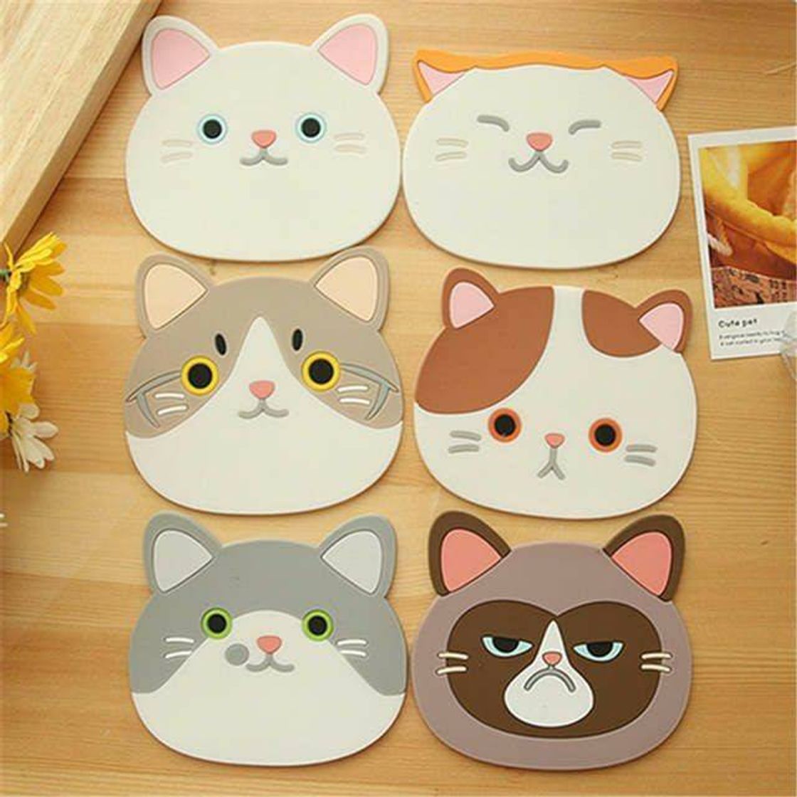 Products Cat shaped tea cup coaster mat suporte para bebidas