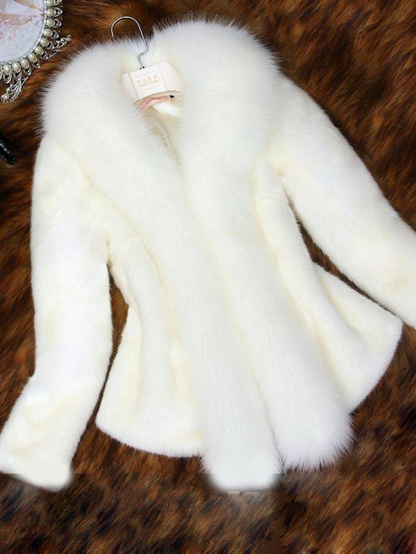 Fashion Coat branco felpudo glamuroso