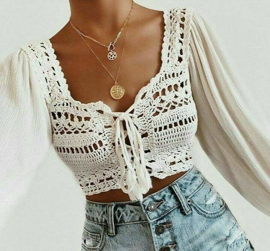 Social blusa de crochê branca