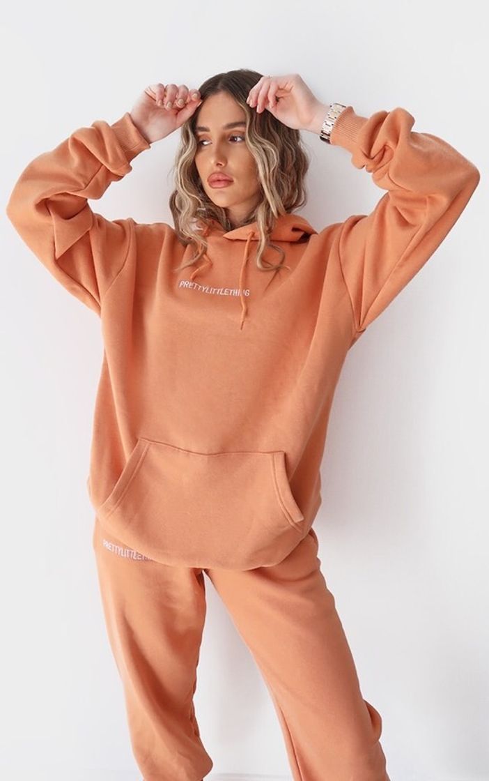 Moda Plt Chestnut Embroidered Slogan Hoodie 