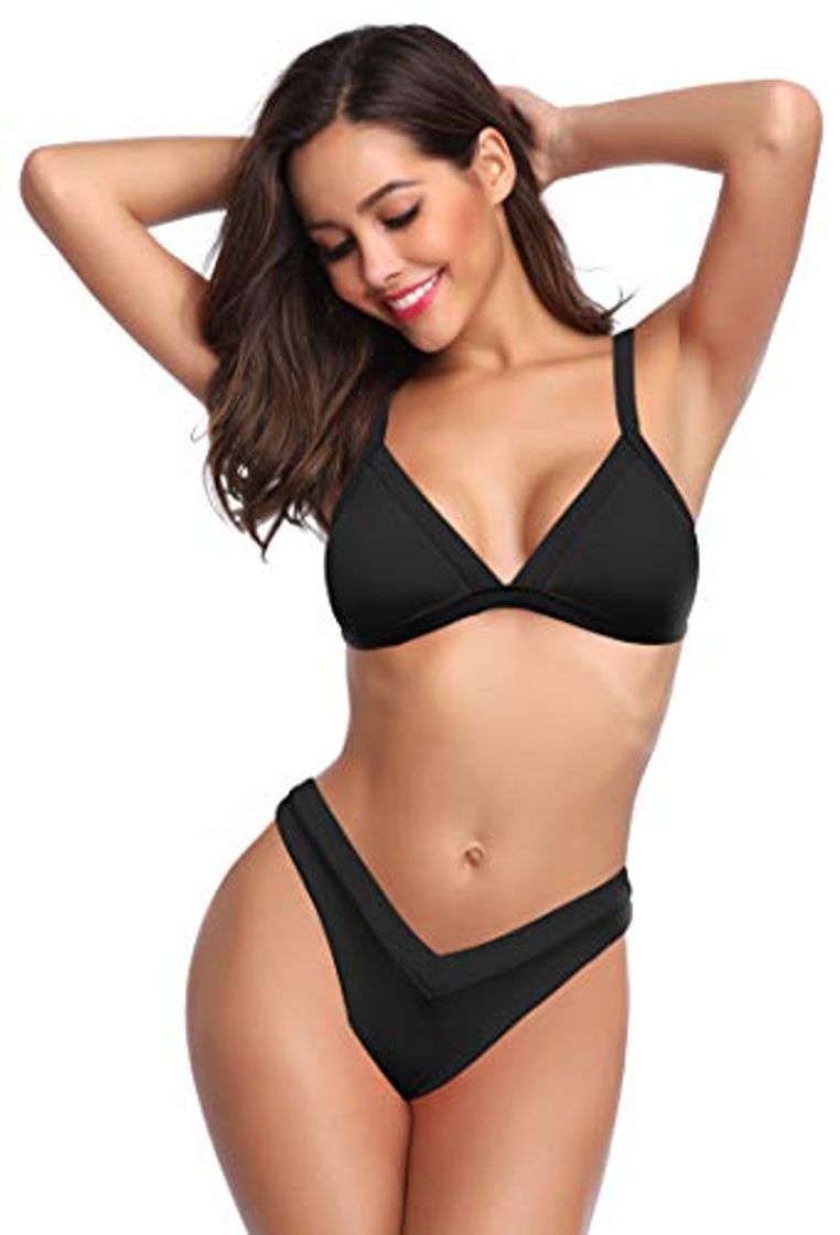 Fashion SHEKINI Mujer Copa Triangular Traje de Bikini Bañador de ala Ancha Traje de Baño Baúles de Natación de Corte Alto