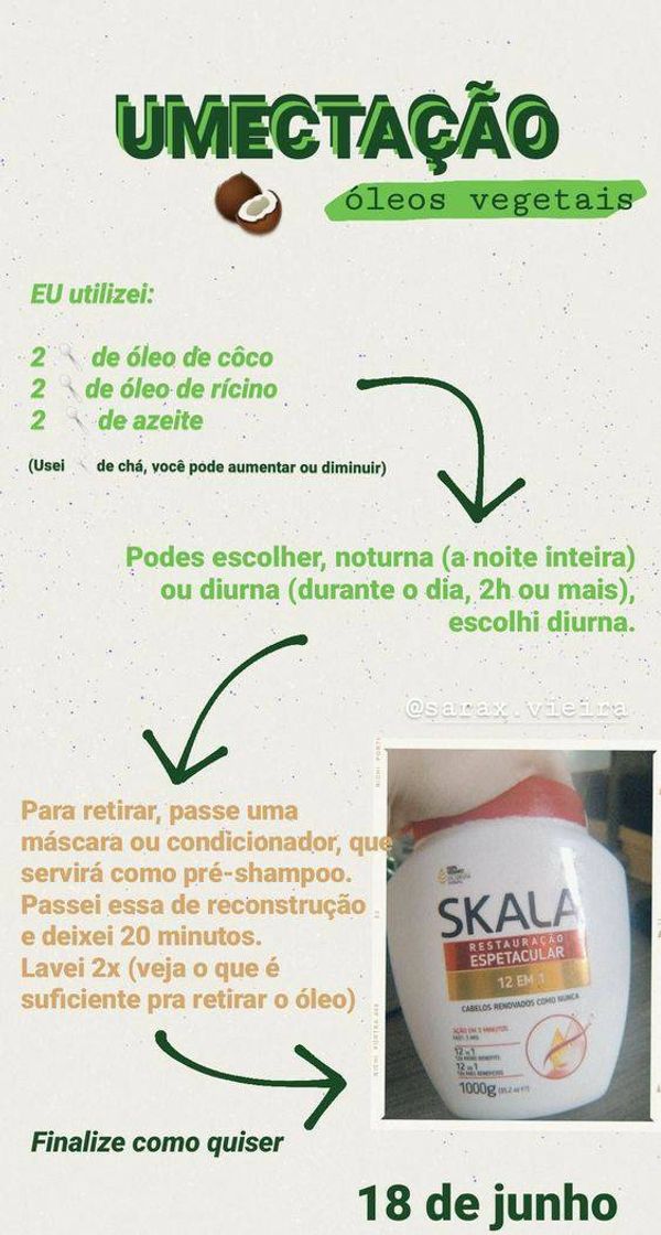 Moda Receitinha - Umectação cm óleo vegetal 