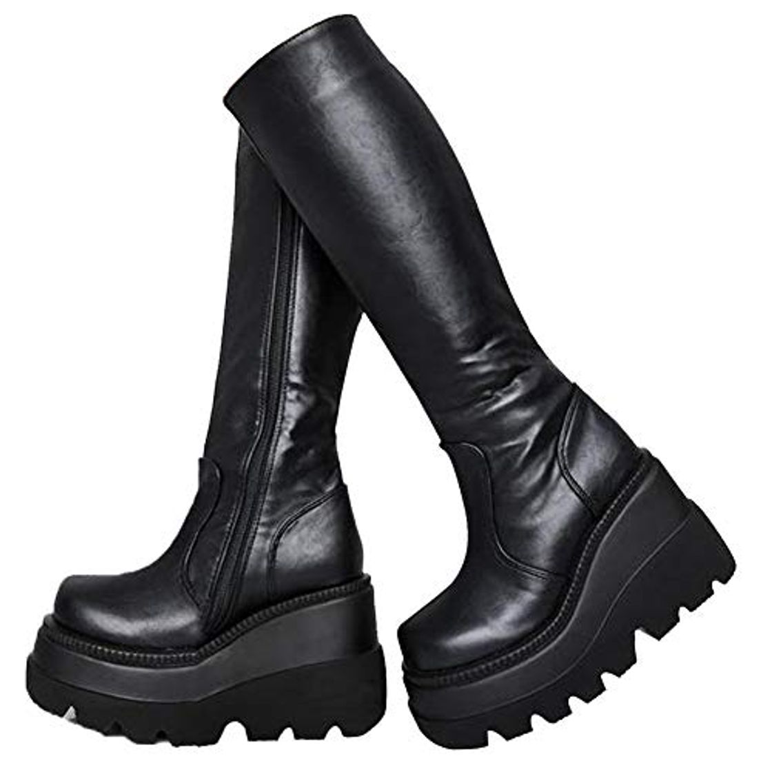 Fashion Botas de combate punk de tacón alto para mujer con plataforma alta