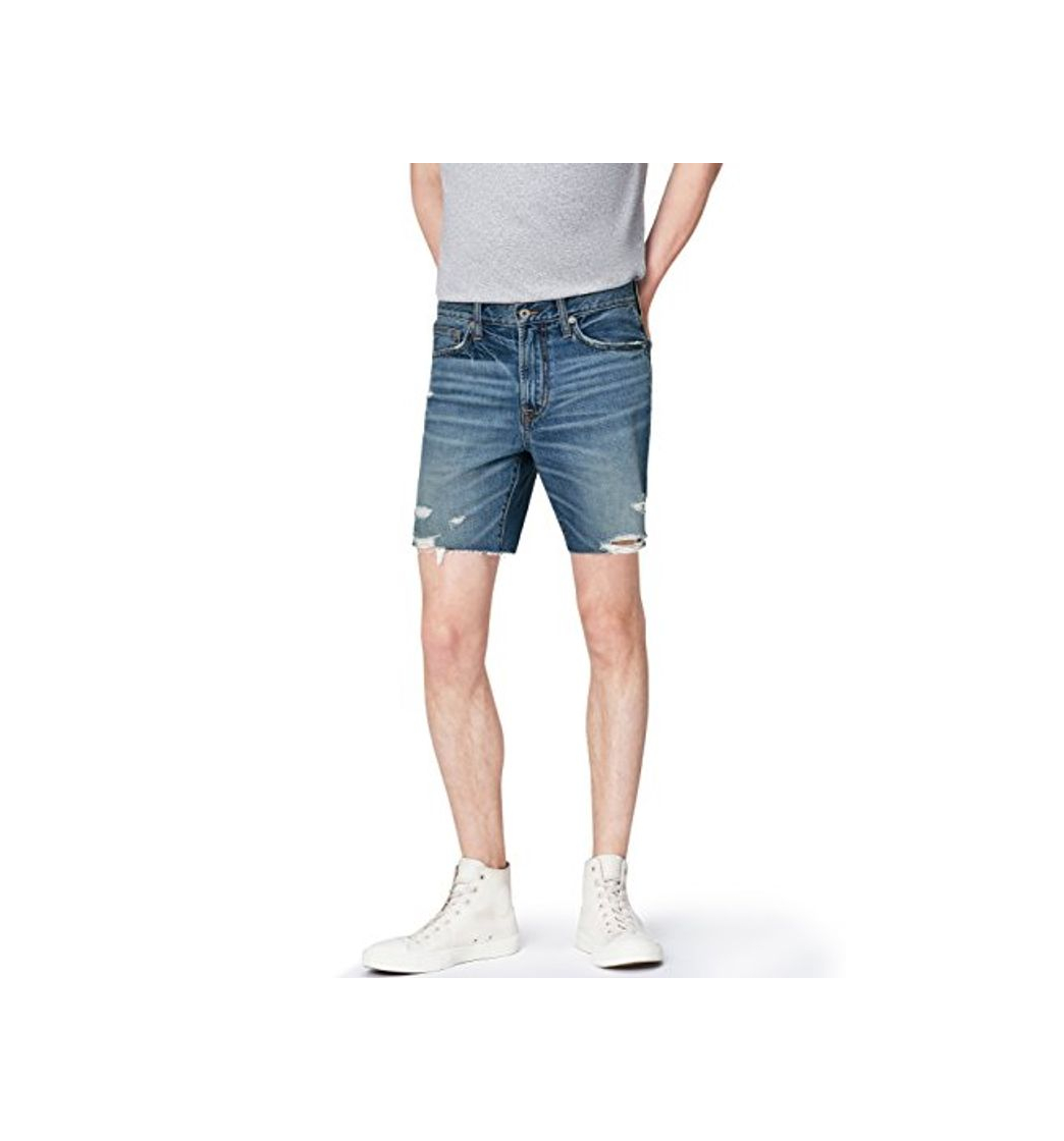 Social Marca Amazon - find. Vaqueros Cortos Estilo Bermuda Hombre, Azul