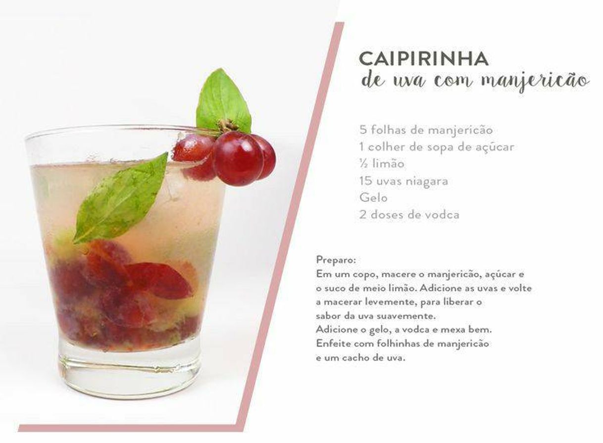 Moda Caipirinha de uva com manjericão 