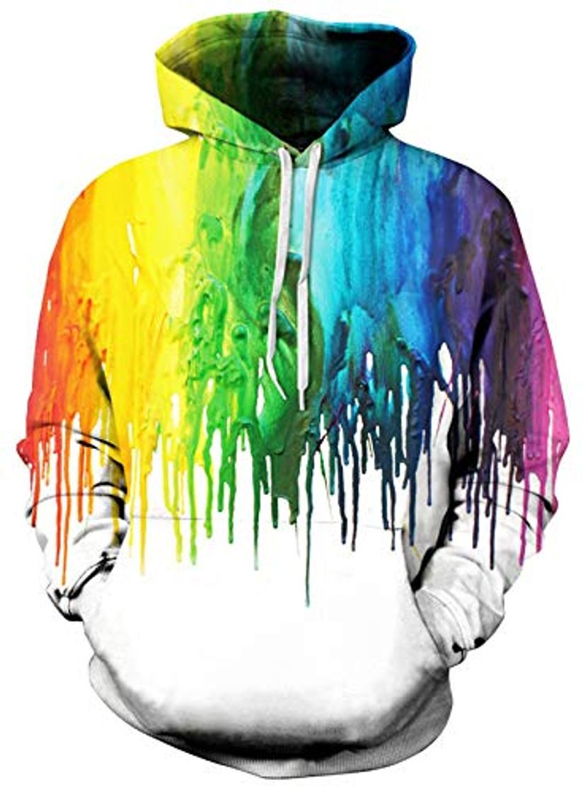 Fashion Loveternal 3D Hoodies Impreso Coloridos Gráficos Divertidos Sudaderas con Capucha con Grandes Bolsillos M