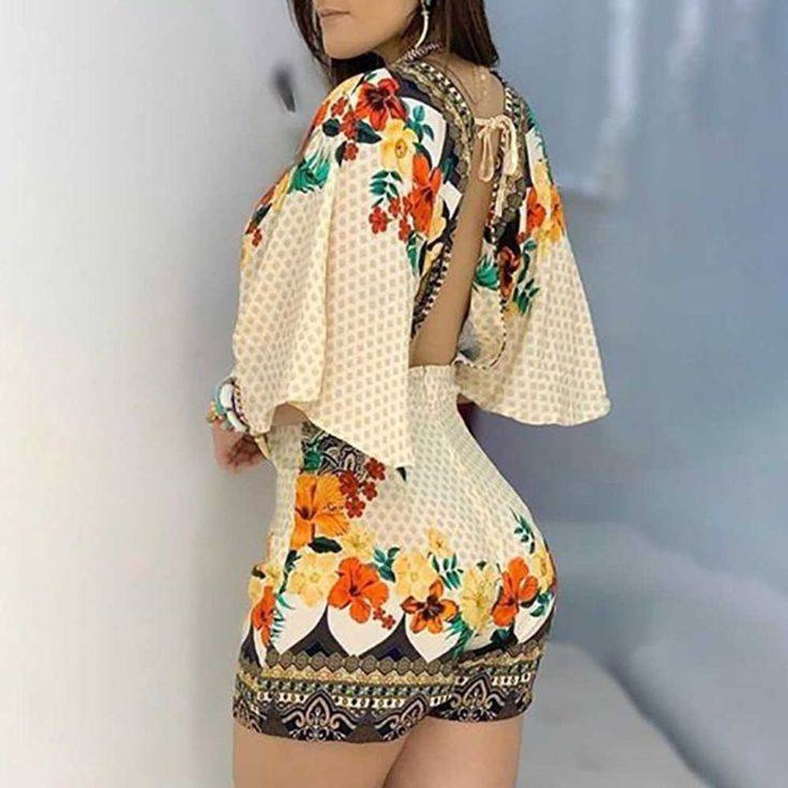 Social VONDA Mono para Mujer de Verano Mono Corto de algodón con Tirantes