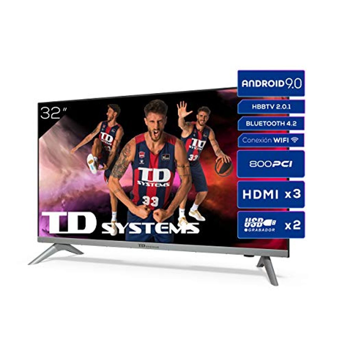 Social Televisiones Smart TV 32 Pulgadas HD Android 9.0 y HBBTV, 800 PCI