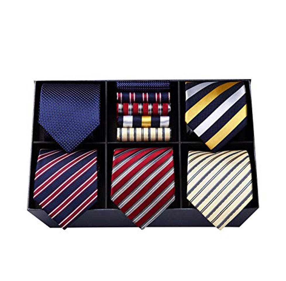Social HISDERN Lote 5 PCS Clasico Formal Elegante Hombres Corbata de seda Set