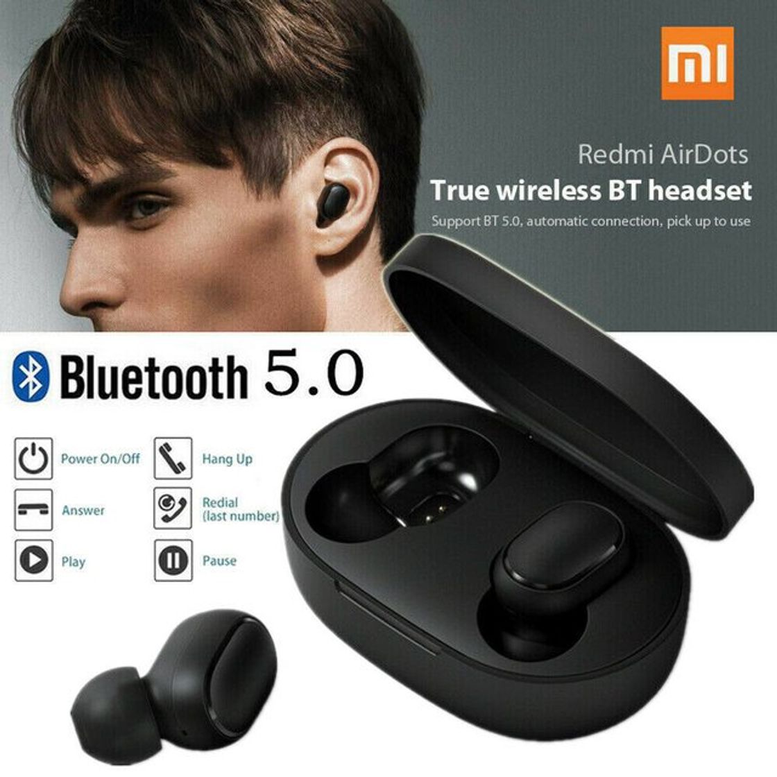 Producto Xiaomi Earbuds Basic negro Auriculares inalámbricos bluetooth in-ear con estuche de carga