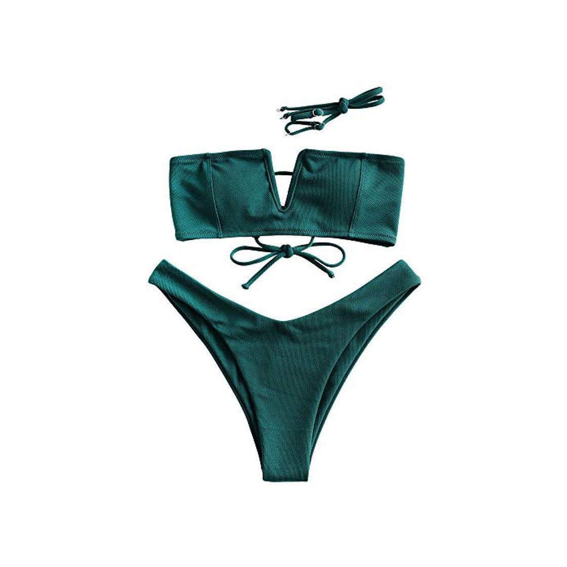 Social ZAFUL Bikini de corte alto para mujer con lazo