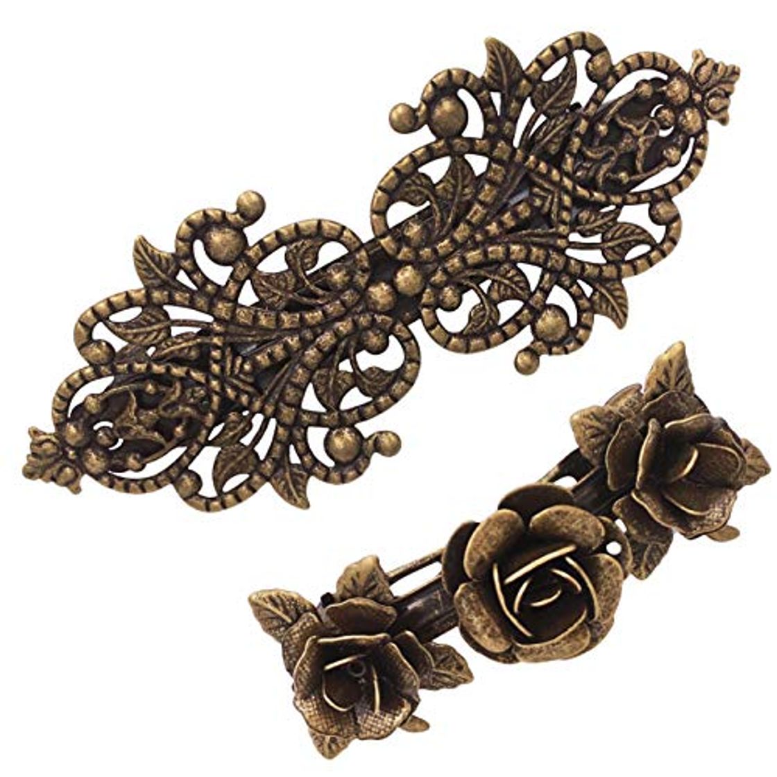 Product 2Pzas Pasador de Metal Retro Vintage Hebilla Prendedor del Pelo Rosas Accesorios Bronce