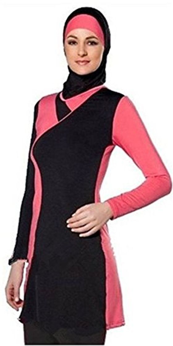 Social Traje de baño musulmán para mujer con cobertura completa y musulmana rosa L