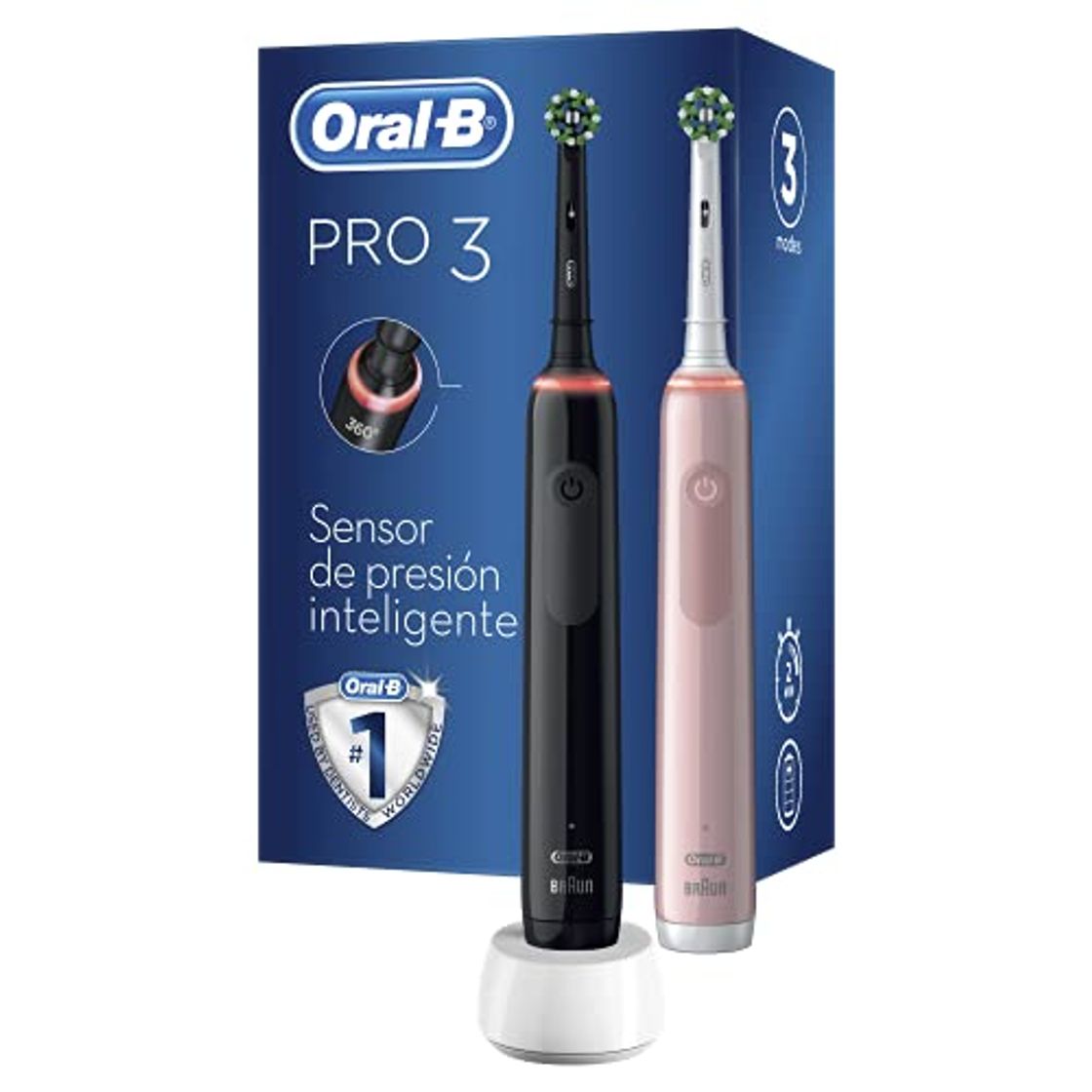 Fitness Oral-B Pro 3 3900 Conjunto De 2 Cepillos de Dientes Eléctricos